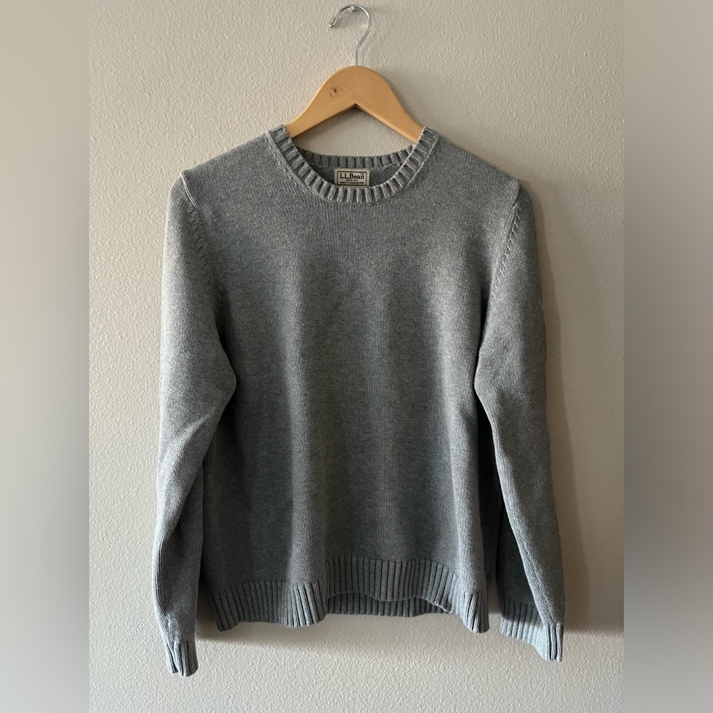 LL Bean Women’s Cotton Sweater Grey Medium